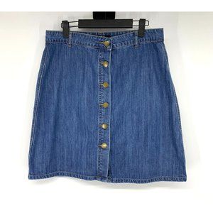 Forever 21 Denim Skirt Blue Jean Button Front A Line Mini